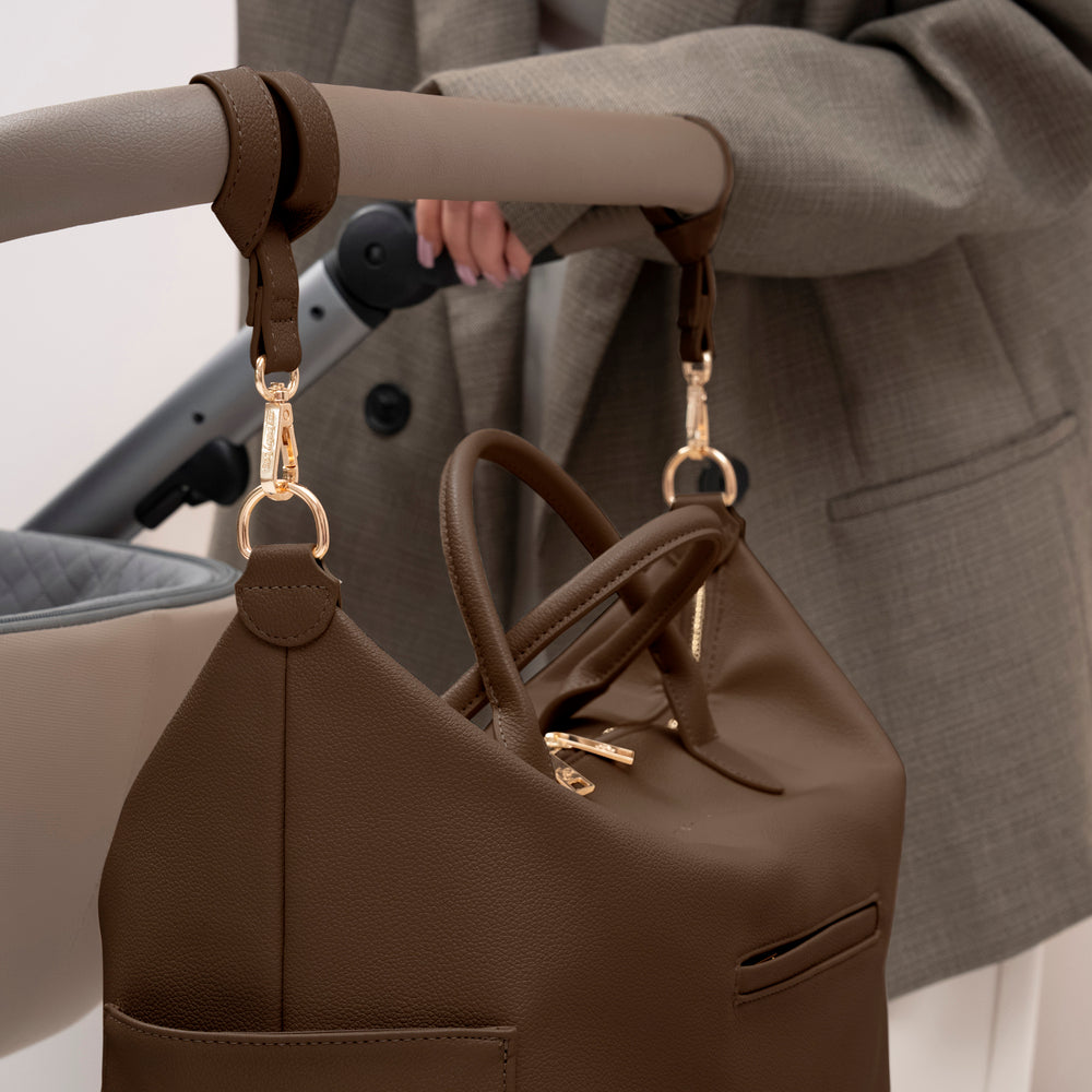 Držák na kočárek MyBabyBag v hnědé barvě